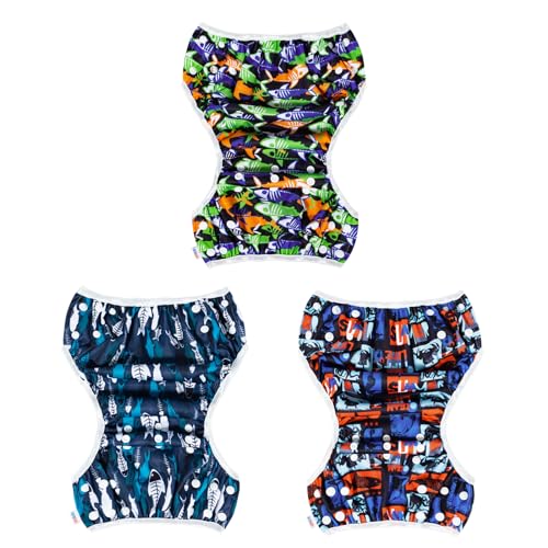 Image of ALVABABY 3pcs Baby Swim Diapers with 1pcs Wet Bag Reuseable Washable & Adjustable for Swimming Lesson & Baby Boy and Girl 3YKL01
