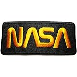 NASA Badge Iron on Patches #Black-Yellow