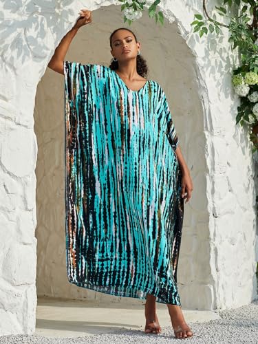 Image of Kaftan Dresses for Women Plus Size Bathing Suit Cover up Caftan Maxi Beach Dresses