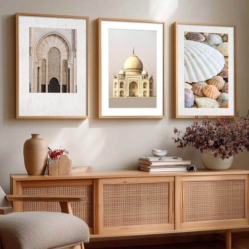 Image of HOTHOUSE Decorative Modern Wall Art Print With Frame Abstract Paintings For Living Room Bed Room Hotel Wall Decor Digital Reprint Set of 3 (10X13 inch)