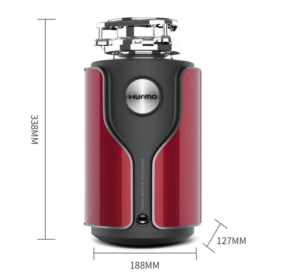 Durable Broyeur de déchets Alimentaires Élimination des ordures ménagères avec Un Bouton Poussoir pneumatique Protection Anti-surchauffe et Anti-Surcharge Protection Anti-Bruit Cuisine, Red