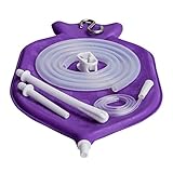 HealthAndYoga(TM) Superior Enema Bag Kit - 2 Quart Fountain (Open) top - High Quality Silicone Hose and Fittings (Purple)
