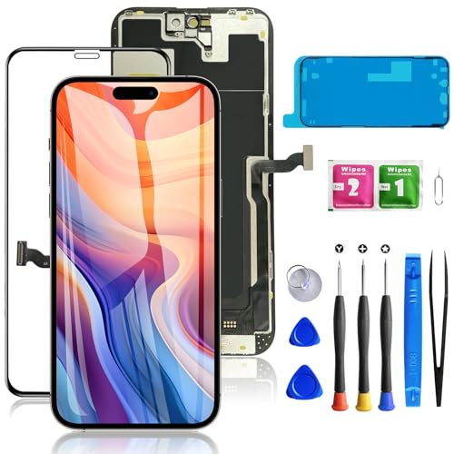 Mobkitfp for iPhone 14 Pro Max Screen Replacement LCD Display Frame Assembly 3D Touch Screen for A2651 A2893 A2896 A2895 A2894 with Waterproof Seal + Tempered Glass + Repair Tools
