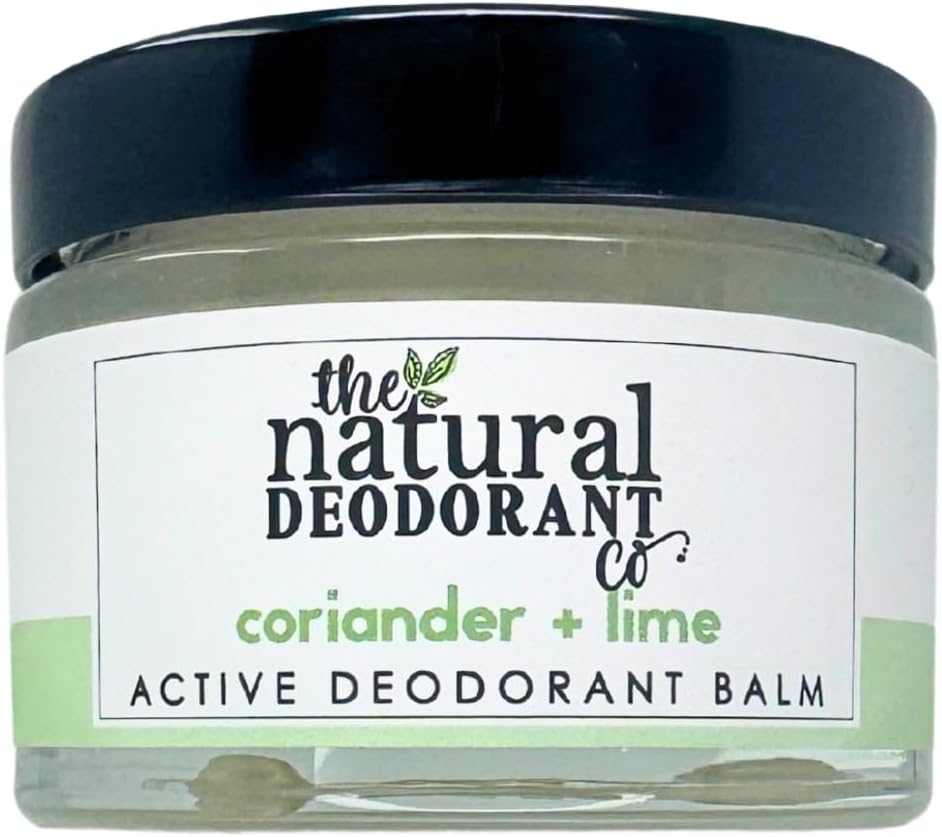 The Natural Deodorant Co, Active Deodorant Balm Coriander & Lime 55g, Aluminium Free, Plastic Free, Extra Strength