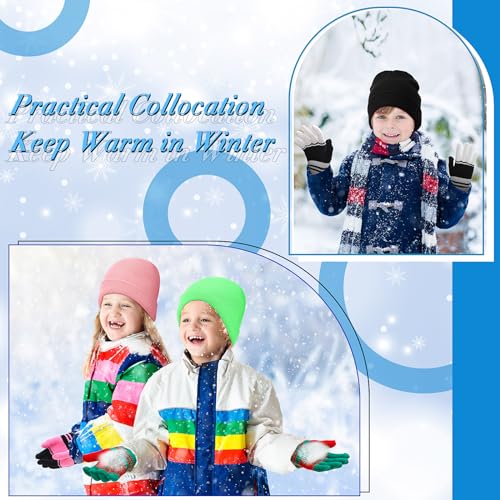 Image of Chuarry 144 Pcs / 72 Sets Kids Winter Hats and Gloves Bulk, Knit Hat Gloves Pack Unisex Winter Gift for Boys Girls Donation