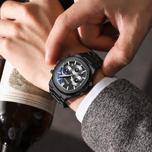 Image of Gosasa Fashion Men's Watches Date Business Watch Stainless Steel Luxury Style Luminous Quartz Waterproof Analog Display Male Wristwatch