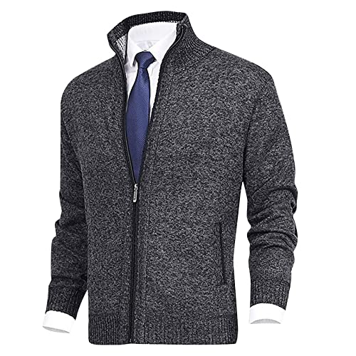 Sport Jackets for Men Men's Fashion Loose Cardigan Warm Jacket Sweater Stand Collar Knitting Coat Jackets