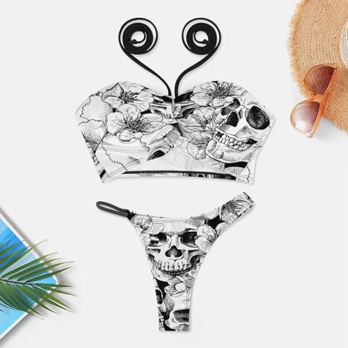 Women's Tie Knot Front Bandeau Bikini Set Swimsuit Bathing Suits3