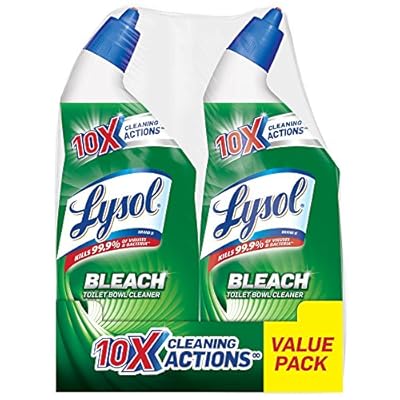 Lysol Bleach Toilet Bowl Cleaner - 24 fl oz (0.8 Quart) Bottle - 2 / Pack - Blue