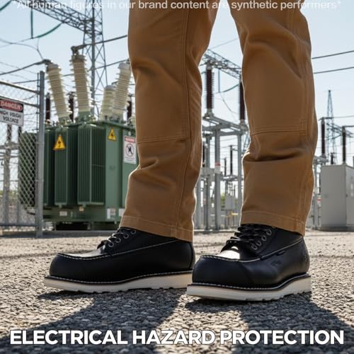 Image of SUREWAY Mens 6 inch Heavy Duty Waterproof Work Boots - Composite Toe, EH Construction Industrial Safety Leather Boots, Lace Up Moc Toe, Oil /Slip Resistant Comfortable Outsole