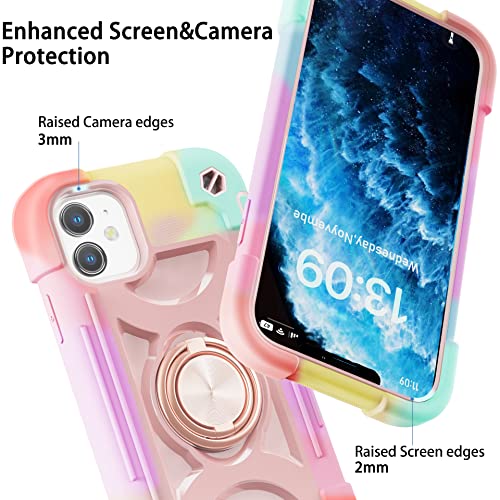 Image of MARKILL Compatible with iPhone 11 Case 6.1 Inch with 360Rotate Ring Stand, Military Grade Drop Protection Full Body Rugged Heavy Duty Case 3 in 1 Protective Cover