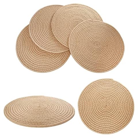 Set of 6 Round Jute Woven Placemats Cover