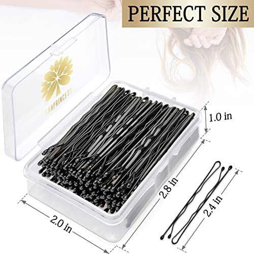 Kanprincess 100Pcs 2.4Inch Bobby Pins Black,Pain-Free Bobby Pins For All Hair Types,Hair Pins For Women Girls,Hairpins For Buns With Box(Black) #TOP1