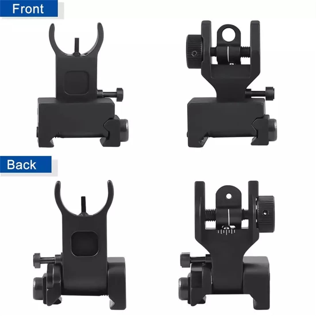 Basso profilo regolabile Flip Up anteriore posteriore ferro mira set transizione rapida AR15 ferro mira