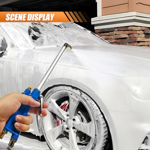 Image of Car Air Engine Cleaning Spray Gun, High-Pressure Air Nozzle Blow Gun with 4Ft Hose, Pneumatic Dust Cleaner Sprayer Tool, Siphon Vehicle Engine Bay Wash Spray Kit(Curve)