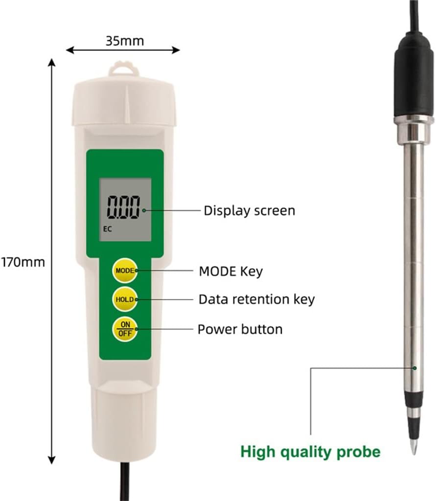 Soil Meter 3 in 1EC/TDS/CF Soil Tester Digital Garden Plant Soil Temperature Conductivity Tester with Probe (Color : A, Size : One Size)