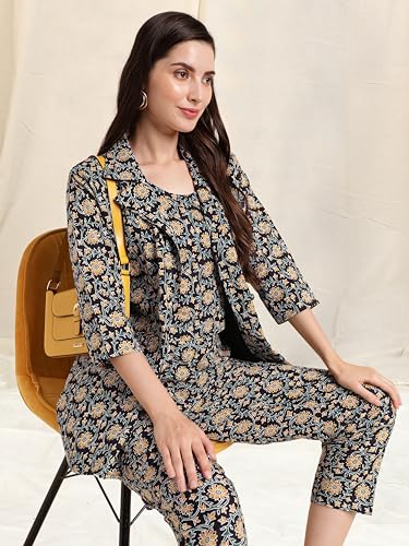 Image of MIRCHI FASHION Women's Co-Ords Kurta Set Cotton Floral Printed Kurta with Plazzo