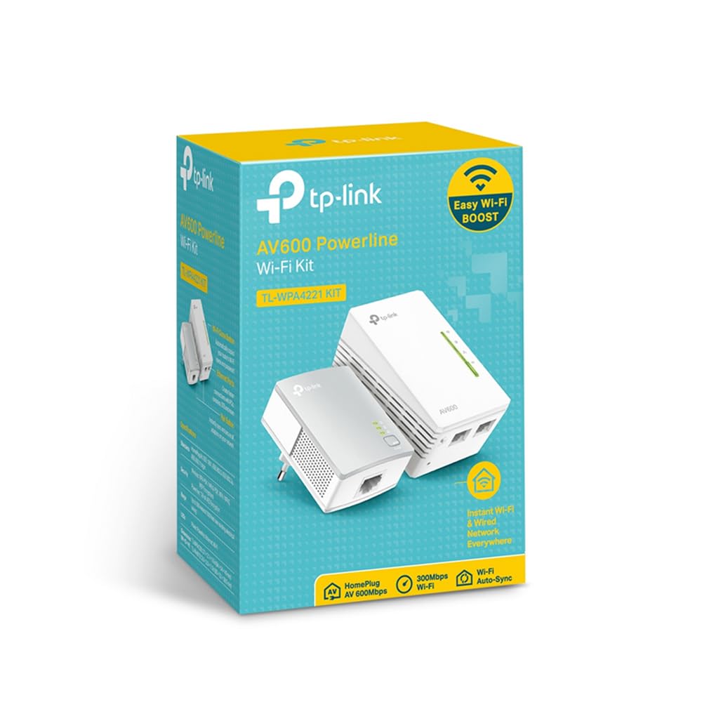 TP-Link TL-WPA4220 KIT Powerline Kit AV600Mbps e Wi-Fi 300Mbps, Homeplug AV2, Porte Ethernet, Plug & Play, Compatibile con Router, Tecnologia Powerline Avanzata, Facile Gestione