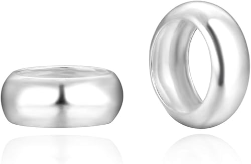 Adabele - 20 cuentas sueltas de plata de ley 925 hipoalergénicas redondas de 0.197 in (0.2 pulgadas) (agujero grande de 0.118 in) para fabricación