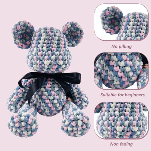 Batelo 2 Pack T-Shirt Yarn Crochet Yarn For Beginner Crochet Bags/Basket/Coaster,Tshirt Yarn 400G/144Yds High Elastic Thick Yarn Polyester Fabric(Light Khaki) thumb #4