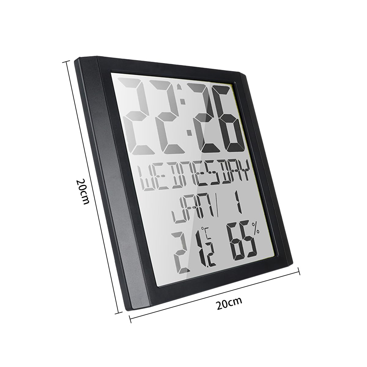 Reloj de pared digital, reloj de escritorio con temperatura, humedad, fecha, semana, pantalla grande, calendario, despertador a pilas, perfecto para personas mayores.