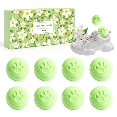 SCENTORINI Desodorante Bolas Calzado, Jazmín Ambientadores de Zapatos, 8Pcs Desodorante para Zapatos, para Zapatillas, Taquillas, Bolsas de Gimnasio, Oficinas y Coches, Aire Fresco