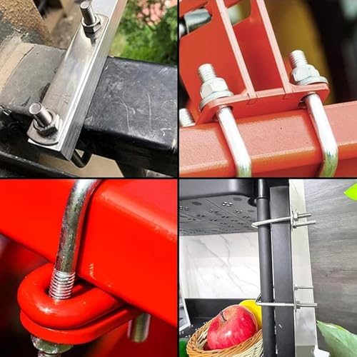 wadafen 6 Stück U Bügel M6,Bügelschrauben,80 x 50 mm U Bolzen,U-Schrauben,Vierkant-Bügel,Vierkant U-Bolzen Edelstahl,mit Gewinde Mutter Rahmen und Gegenplatte,für Abschleppen,Autos,Schiffen