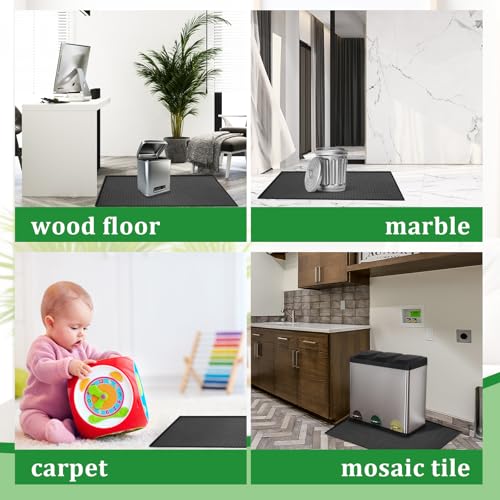 Image of Tinideya Waterproof Trash Can Mat with Raised Edge Non Slip Under Garbage Mat Trash Can Pads Protective Silicone Rubber Tray for Kitchen to Avoid Spills Floor Scratches(Black,15.8 inch X 23.6 inch)