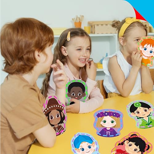 Image of SpriteGru 9 Pieces Happy Face Lacing Cards, 9 Double Sided Color Sewing Cards with 9 Colorful Laces, Educational & Learning Activity Games, Imagination Development Lacing Toys for Preschoolers, Kids