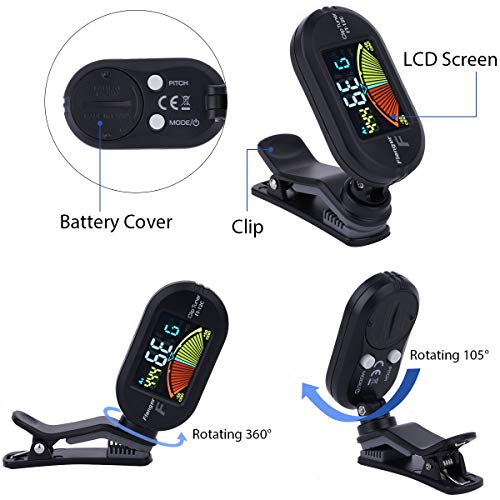 Guitar Tuner Capo Set, Clip on Digital Electronic Tuner for Guitar with Guitar Capo