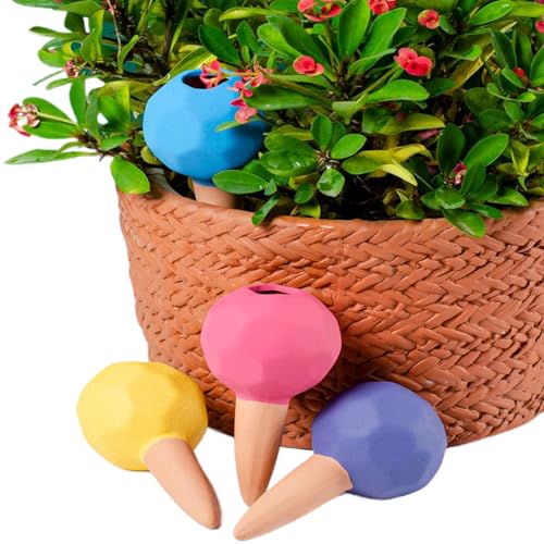 Tdkdvxi 4pcs Plant Self Watering Terracotta Spikes Watering Globes Self Watering Stakes Watering Device Indoor Outdoor Potted Plants While Away On Vacation
