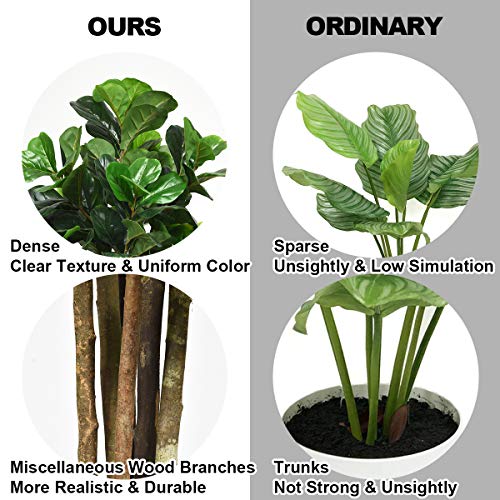 Aurcs Artificial Fiddle Leaf Fig Tree, Nearly Natural Greenery Plant With 232 Leaves, Multiple Trunks, Potted Fake Ficus Lyrata Tree For Home, Office, Store, Indoor Outdoor Decoration (6Ft) #TOP4