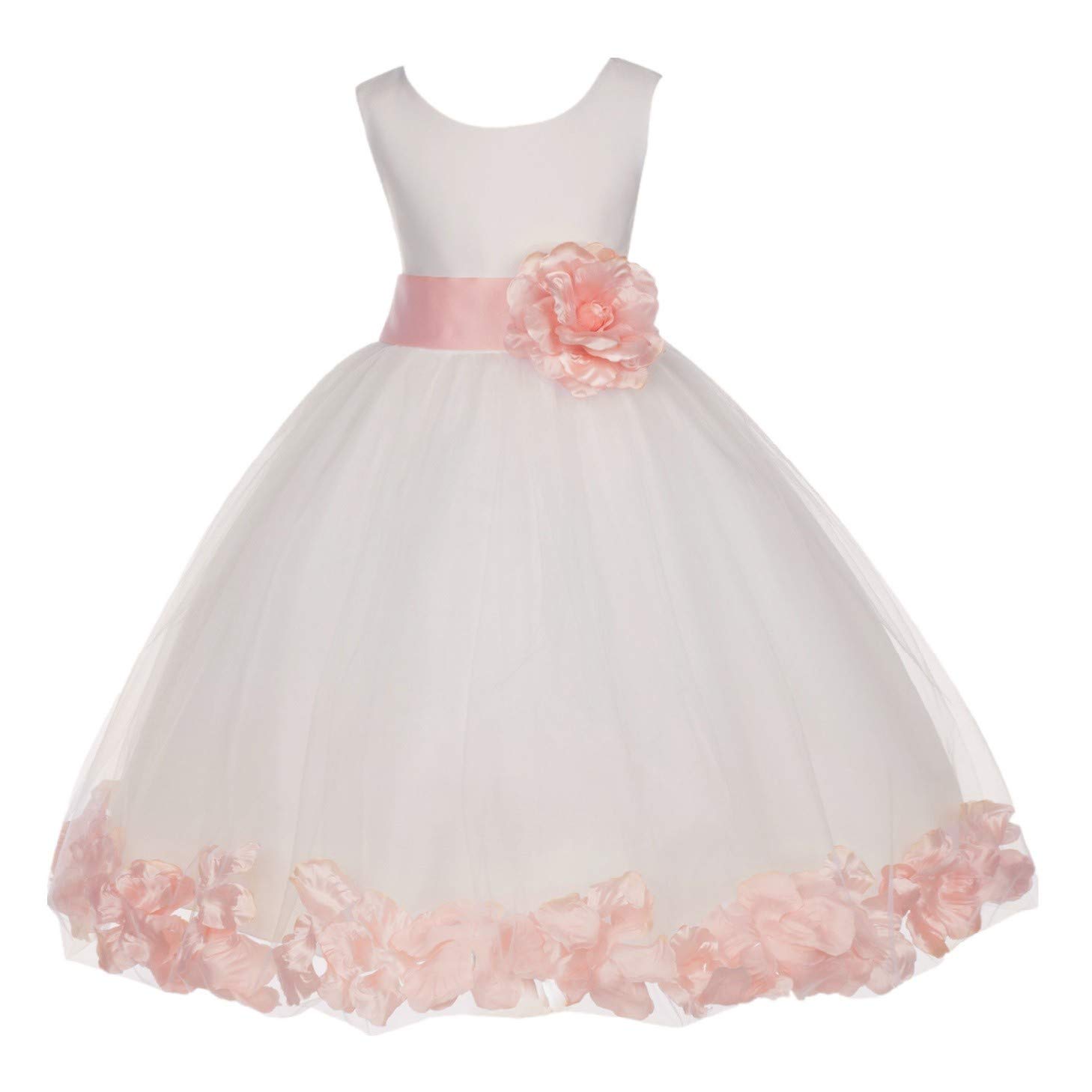 Ivory Tulle Rose Petals Formal Flower Girl Dresses Wedding Tulle Dresses 302S M