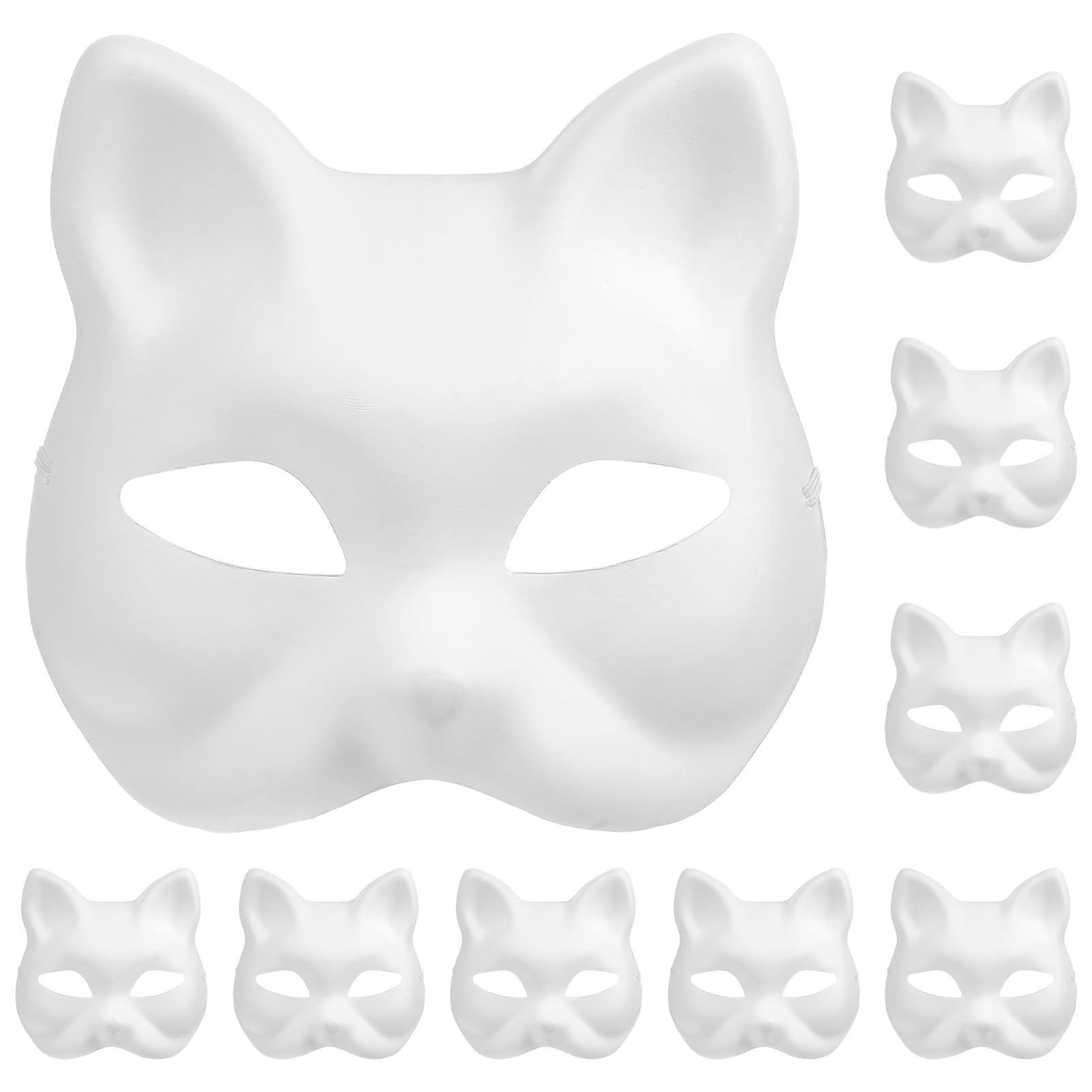 Healeved 10 Pezzi Maschere Gatto Vuote in Maschera Costume Leggera per Decorabile per Halloween Cosplay e Feste Maschera Mascherata Personalizzabile