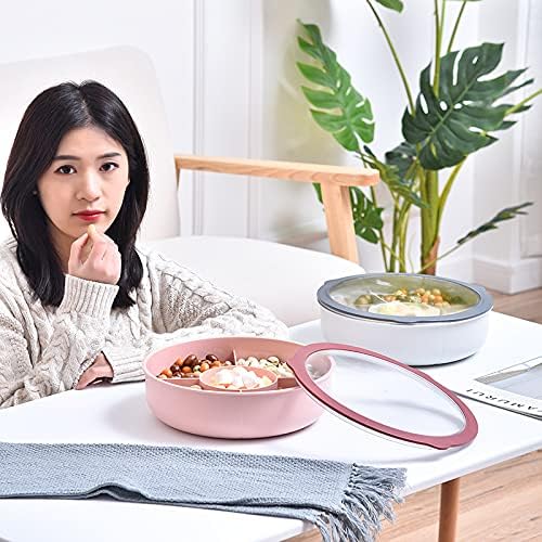 HAYAN Snack Schalen Dish süßigkeiten box mit Deckel 28,6 × 8 cm (Kristallgrau)