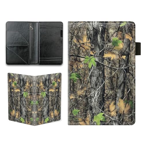 KUJKBFWJ Server Books for Waitress - Cute Server Guest Book with Zipper Pocket & Note Pad Holder | PU Leather Waiter Book Organizer, Apron-Compatible Server Wallet, Camo Tree