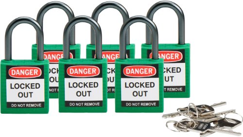 Review Brady 118956 Green, Brady Compact Safety Lock - Keyed Alike (6 Locks)