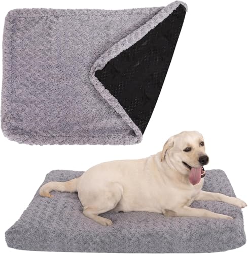 Image of Faux Fur Dog Bed Covers - Ultra Soft Rose Velvet, Removable & Washable, Cozy & Durable,Large Pet Bed Cover Only (No Filling) - Gray, (Rose Velvet Gray, 44 inch L x 32 inch W x 4.5 inch Th)