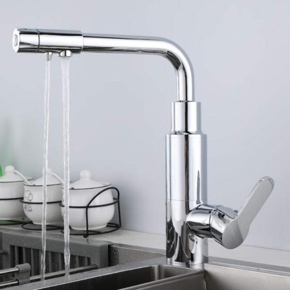 WDSOPK 3 way water filter tap kitchen taps 3 in 1 kitchen sink mixer tap filter purified water hot and cold kitchen faucet 360° rotation brass kitchen sink faucet