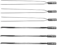 Kit 6 Espeto Para Churrasco Inox Reforçado 70cm Profissional Inox Churrasqueira Manopla Térmica Espada E Duplo