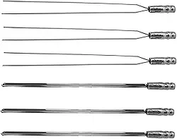 Kit 6 Espeto Para Churrasco Inox Reforçado 70cm Profissional Inox Churrasqueira Manopla Térmica Espada E Duplo