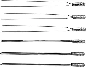 Kit 6 Espeto Para Churrasco Inox Reforçado 70cm Profissional Inox Churrasqueira Manopla Térmica Espada E Duplo