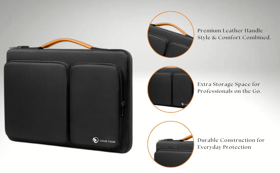 Image of Unisex Laptop Sleeve Bag, Waterproof Case For Macbook Pro, Surface Laptop, ASUS Vivobook, Surface Book, Premium Protective Cover For Business And Travel - Black (13.3-14 Inch)