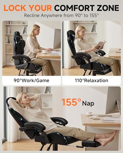 Image of GTPLAYER Gaming Chair, Computer Game Chair for Adults, Iridescent Black