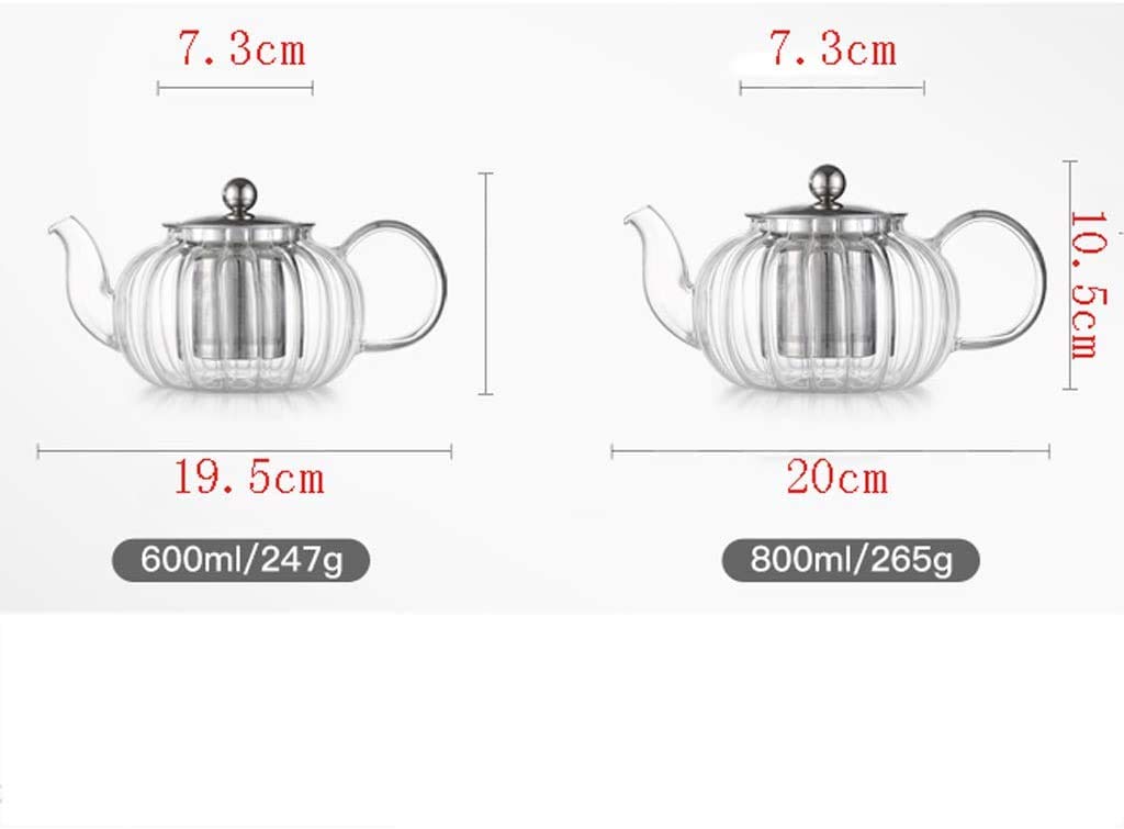800 ml Teekanne aus Glas mit Edelstahlfilter, hitzebeständig, für hohe Temperaturen, Wasserkocher, Teeservice