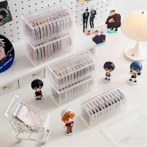 缶バッジ 収納 缶バッジカバー 56mm 12枚入り 小分けケース 【バッジ・小物・マーク】収納 コレクションボックス 推し活 保護 保存 アクリルケース 推しキャラ 防塵 防水 透明 アクスタ クリア 耐久性 鑑賞に最適 (缶バッジケース, 56mm対応*1組)