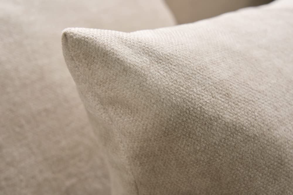 riess-ambiente.de Moderne XXL Wohnlandschaft Kent 305cm Champagner beige Samt inkl. Hocker und Kissen