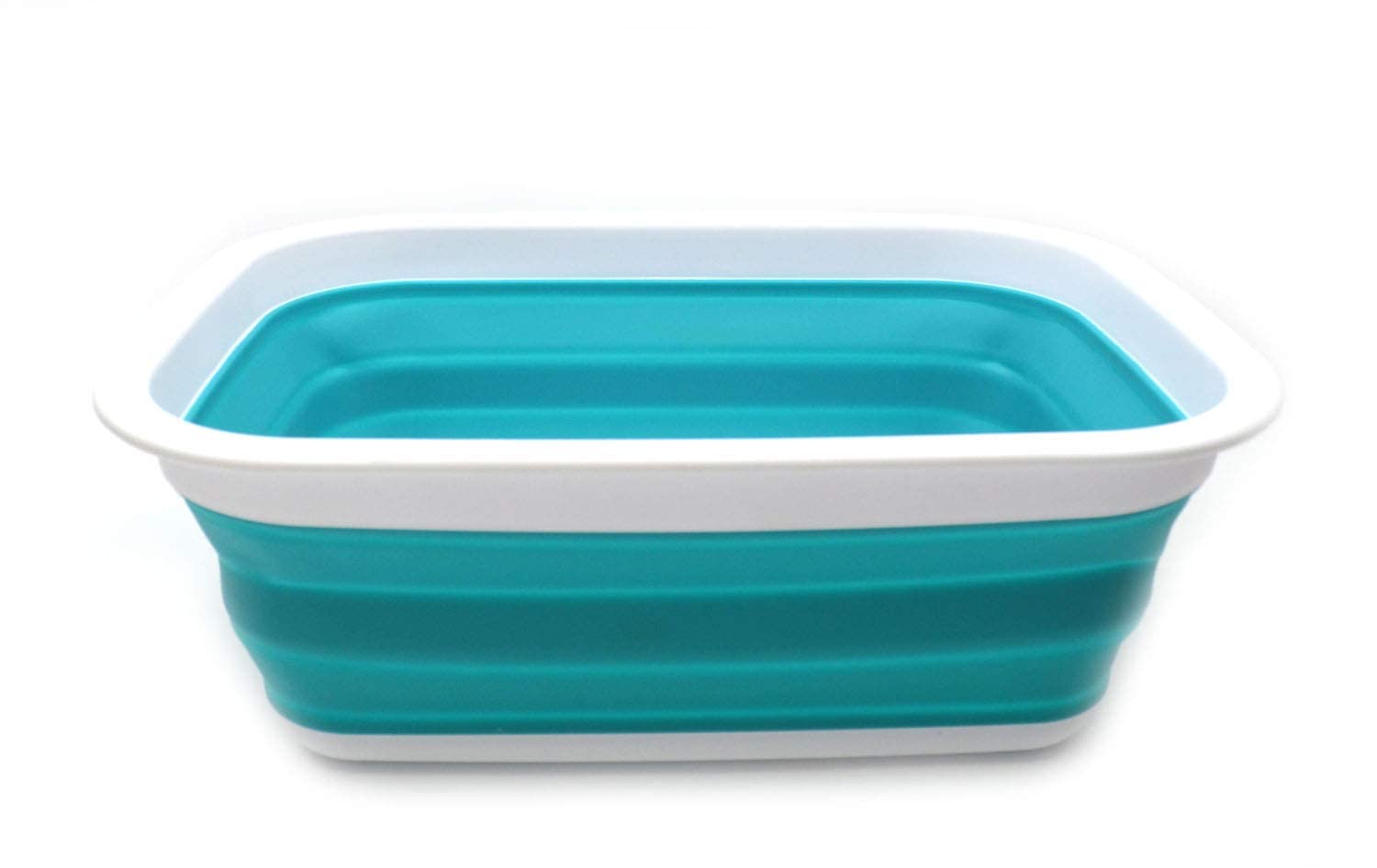SAMMART Bassine pliable et portable pour pique-nique, courses et rangement gain de place Bleu clair 9,2 l