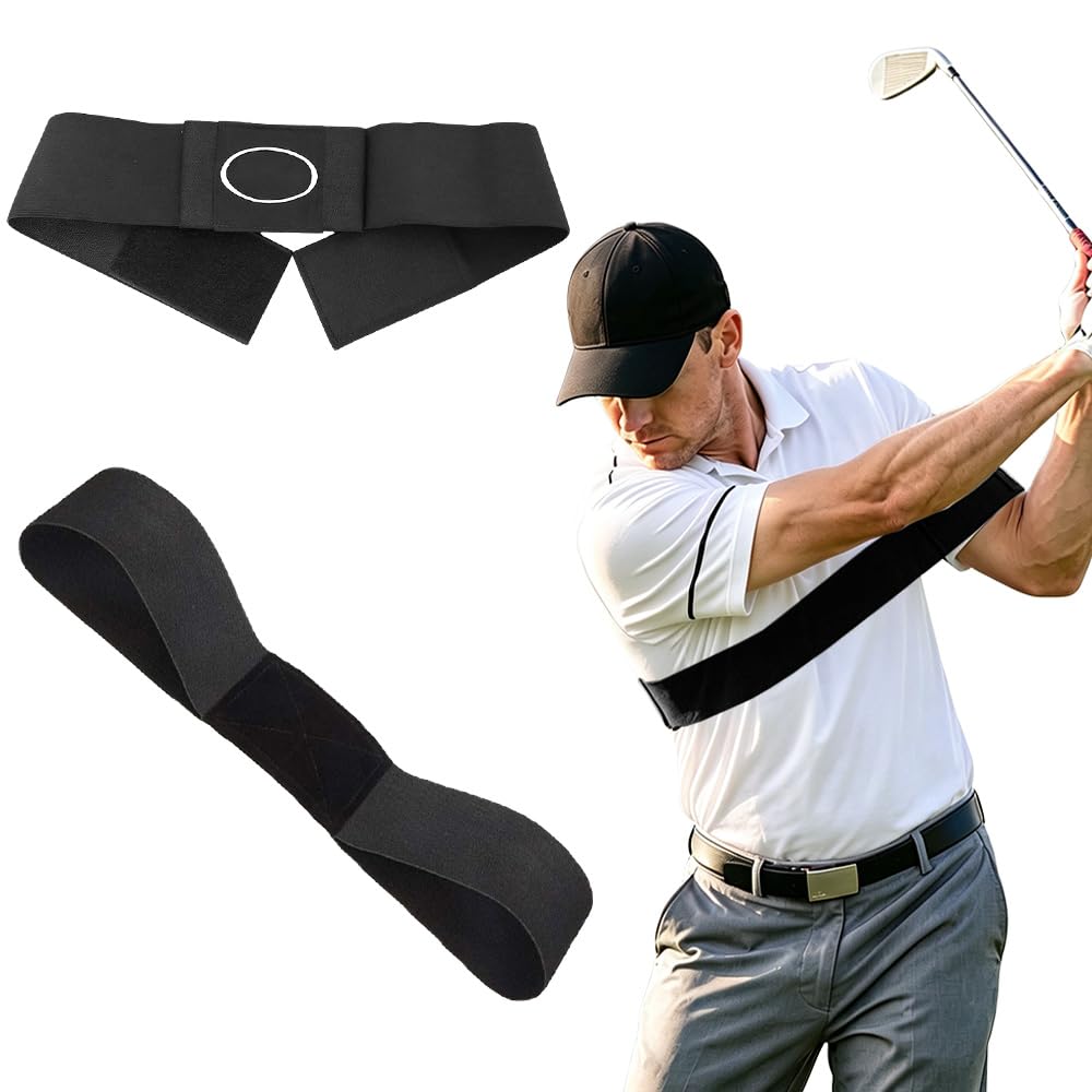 Wxeadu 2 PCS Slider Golf Training Aid, Adjustable Golf Swing Training Aid Arm Band, TRS Slider Golf Aid Professional Motion Posture Correction, TRS Slider Golf Training Aid for Men Women(Black)
