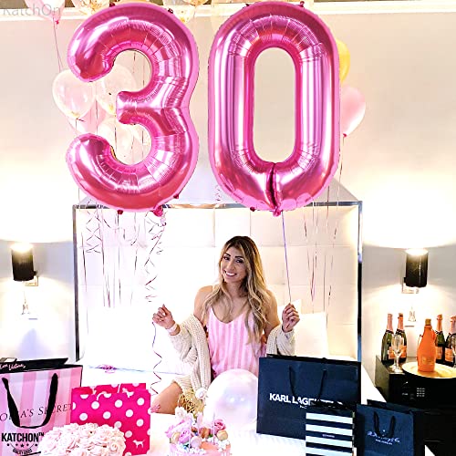 Image of KatchOn Hot Pink 0 Balloon Numbers 40 Inch | Pair 0 Digit To Other Numbers, Pink Zero for Birthday Party Supplies, Zero Balloon, Birthday Party Decorations